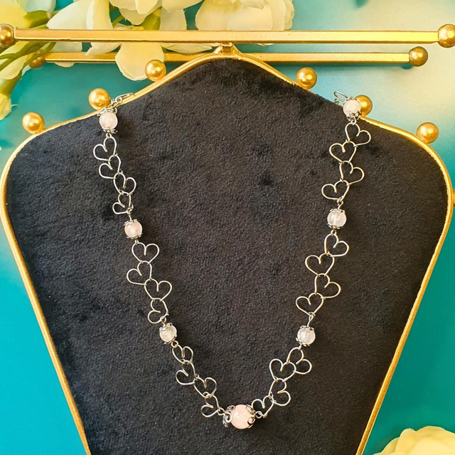 Collier AMORE quartz rose 