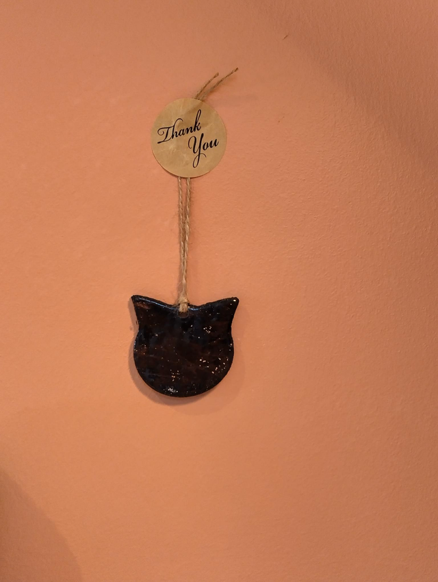 Handmade Black cat  - luxury Wall ornament 