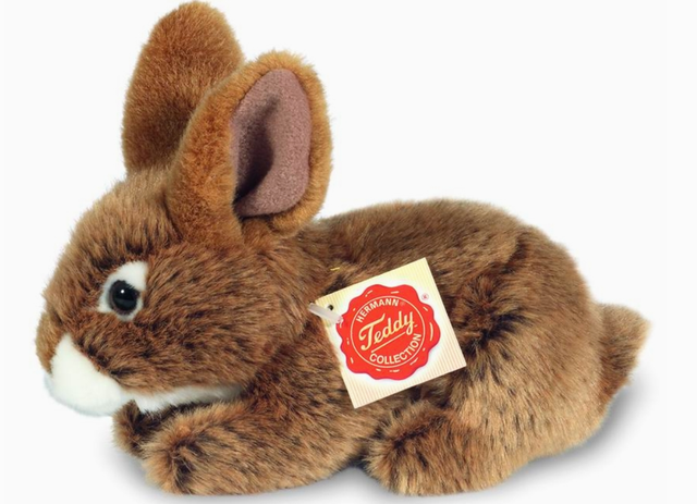 Lapin assis marron 19 cm - peluche douce