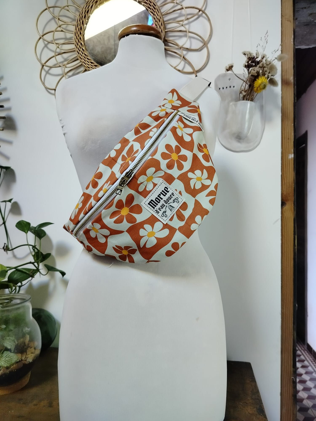 Sac Banane M Fleur Orange 70s