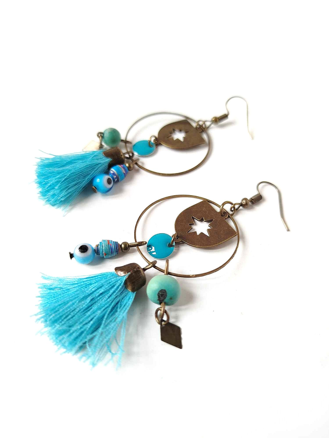 Créoles Upcyclées Perles Recyclées - Orientales