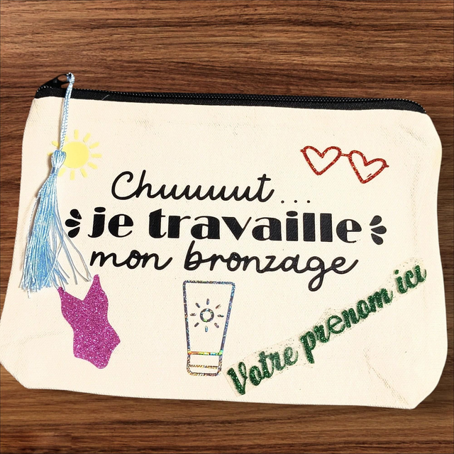 Pochette &quot;Je travaille mon bronzage&quot;