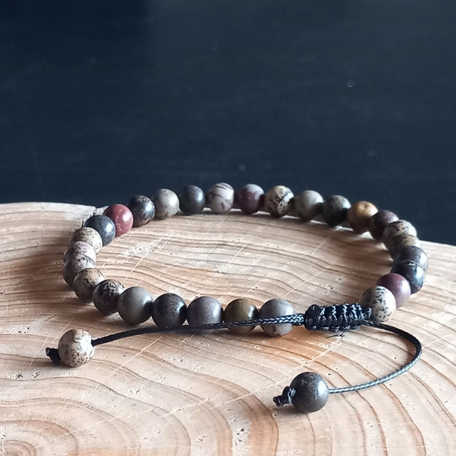 Bracelet ajustable en Jaspe fleur