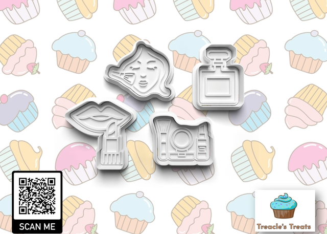 Beauty Theme Fondant/cookie stamps with cutters