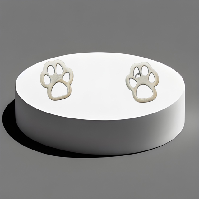 Sterling silver 10mm outline paw print studs 