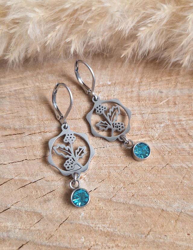 Boucles d'oreilles "Fleur de Naissance" – Décembre : Houx
