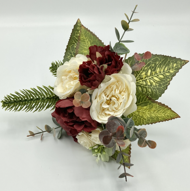 M-08 Red and Cream Faux Flower Posy