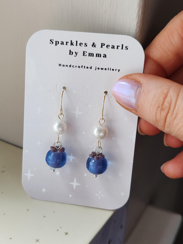 Blueberry pearl earrings