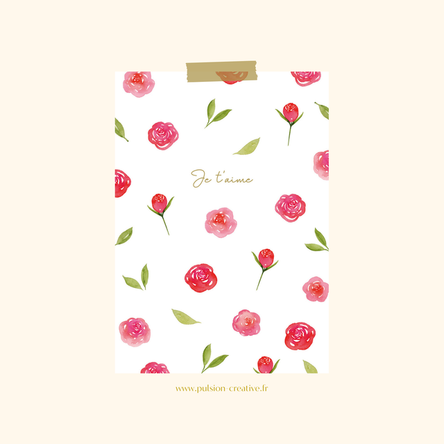 Carte postale aquarelle - Je t'aime