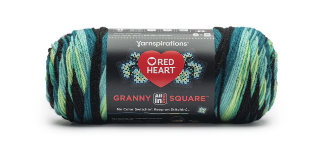 Red Heart Granny Square cyber leaf