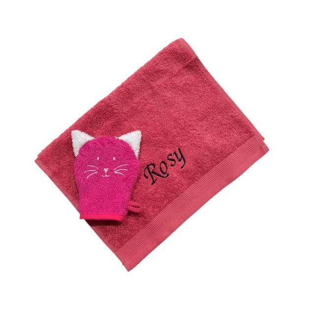 Gant de toilette animal brodé