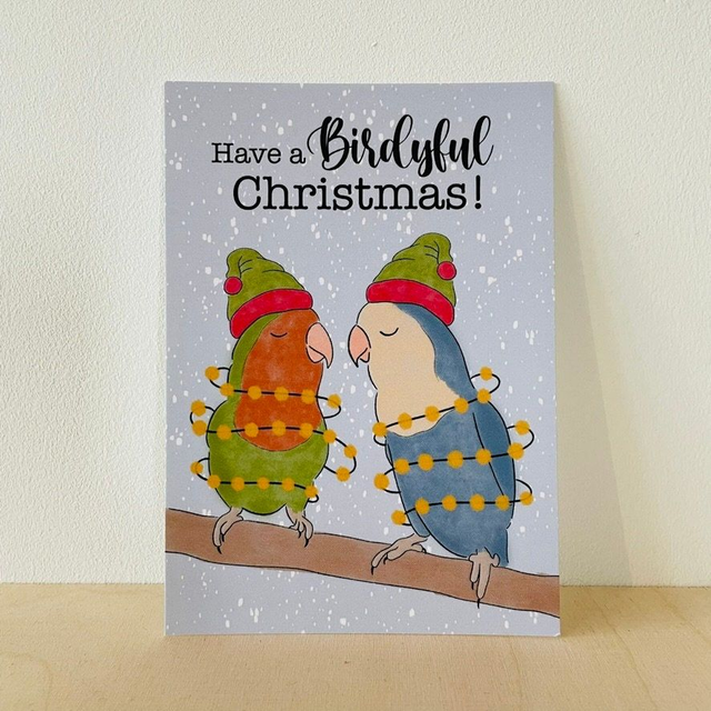 Ansichtkaart "Have a birdyful Christmas!", 10 x 15 cm