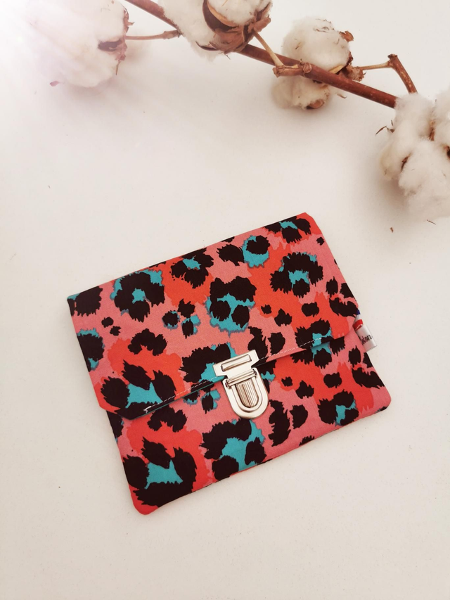 Portefeuille léopard rose/vert