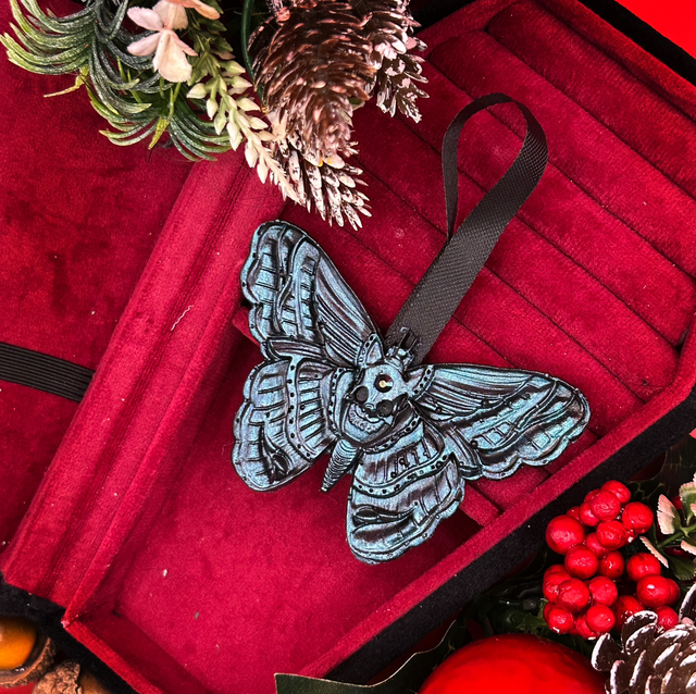 Death Moth gothic decoration: Christmas hanging charm, festive goth decor