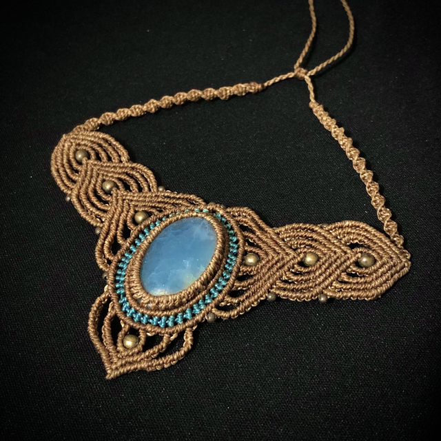 Colar Macrame Pedra Ônix Cielo