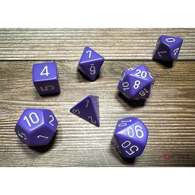 Chessex - Opaque Polyhedral 7 Dice Set - Purple w/White