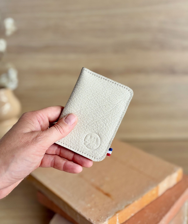 porte carte blanc beige