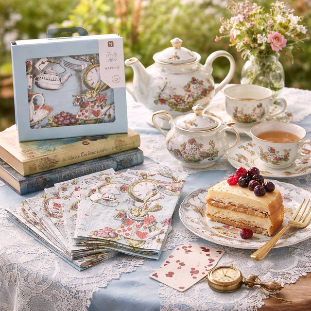 Serviettes cocktail Alice aux pays des Merveilles