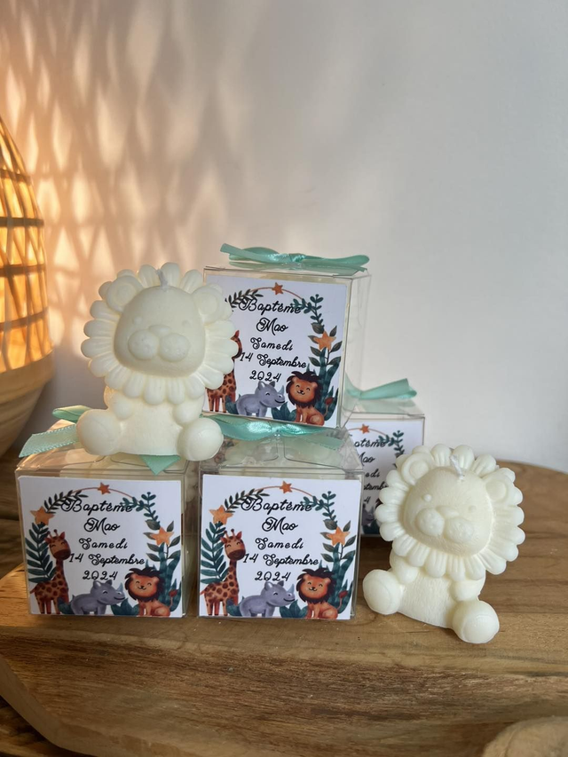 Boîte transparent bougie ou dragées pour baptême, naissance, communion, mariage