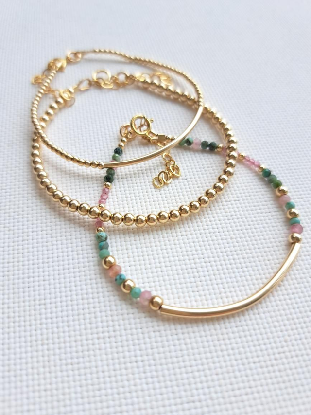 AMAÏA gold-filled - turquoise africaine - tourmaline rose - bracelet