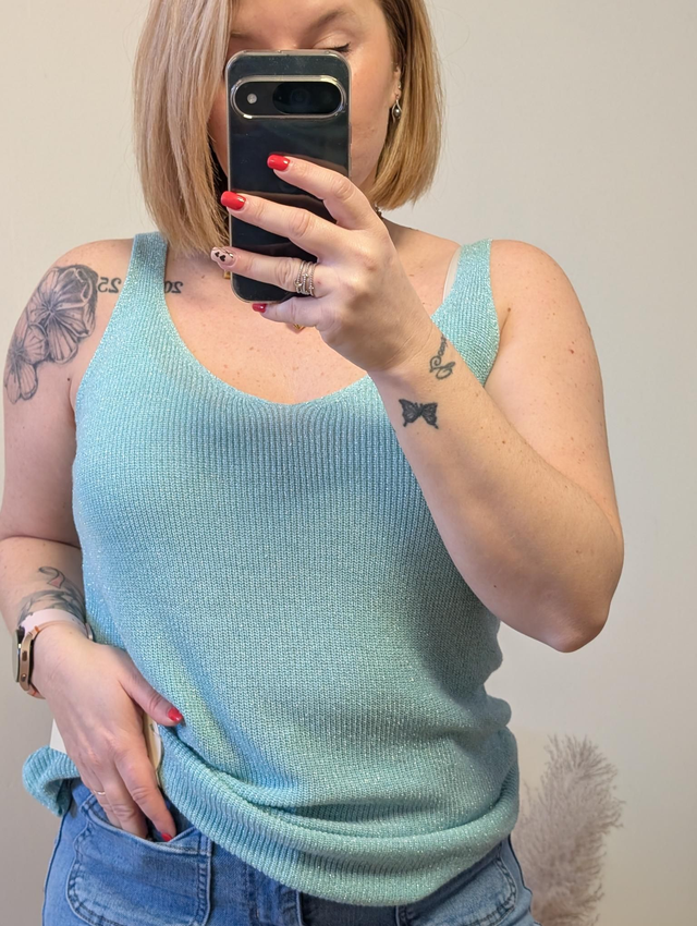 Top irisé Lou turquoise