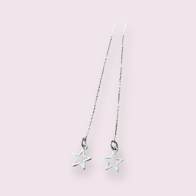 Silver Star Threader Earrings