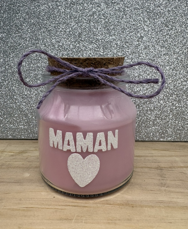 Bougie bocal rose MAMAN phospho