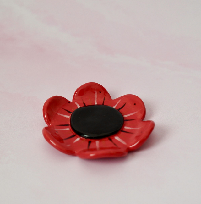 Porte-bougie coquelicot en céramique