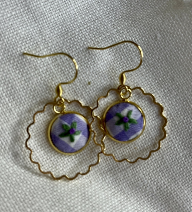 Boucles d’oreilles *Marya Verte/vichy violette