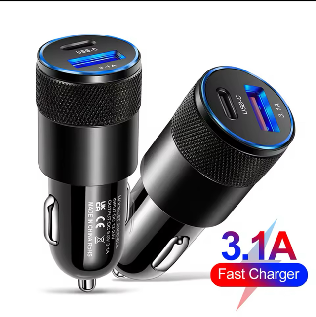 Cargador para auto carga rápida 3,0 USB tipo C