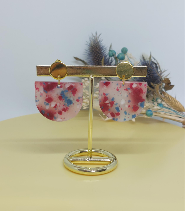 Boucles d'oreilles Gloria (rose bleu blanc)