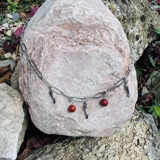 Collier JUPITER jaspe rouge 