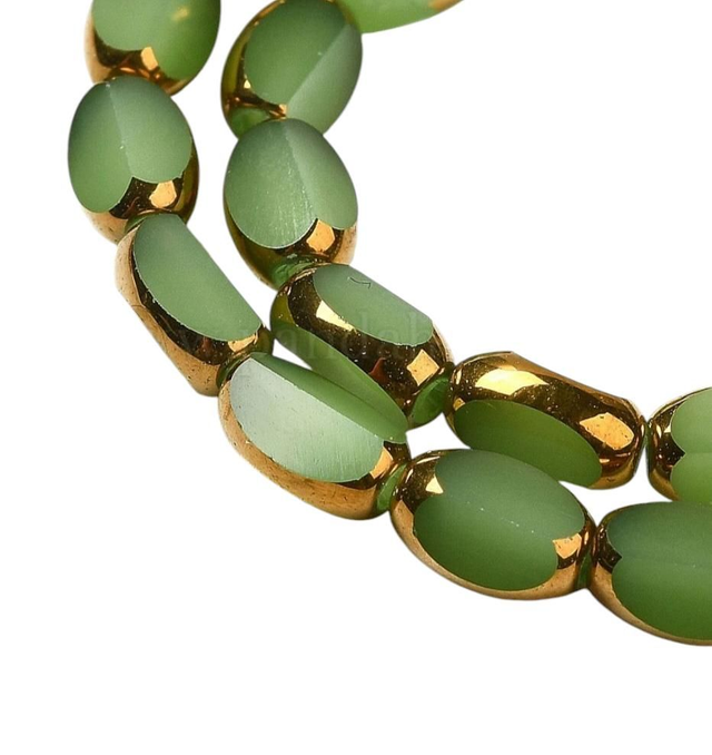 Facettierte Kristallperlen oval – 10 Stk., goldfarben, galvanisiert