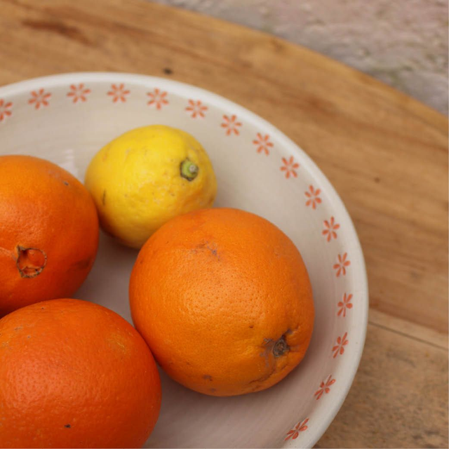 Saladier fleurs corail