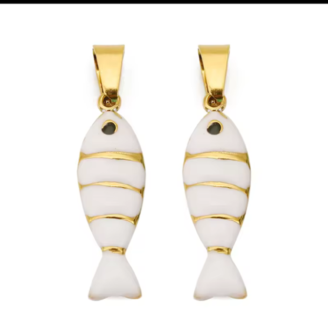 Charm pesce smaltato bianco 2,5 cm 
