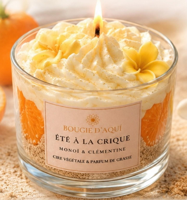 Bougie gourmande Clémentine Monoï – 150 g