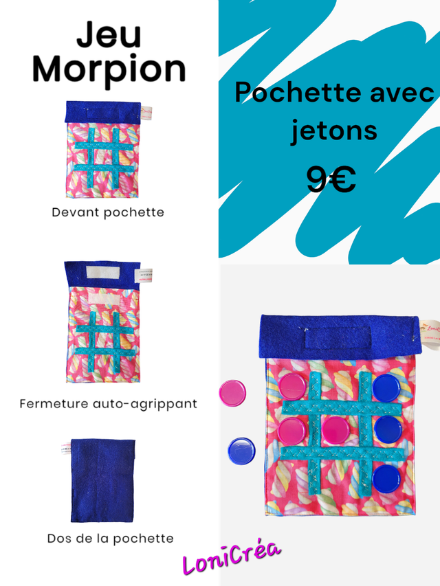 Jeu Morpion bleu-rose