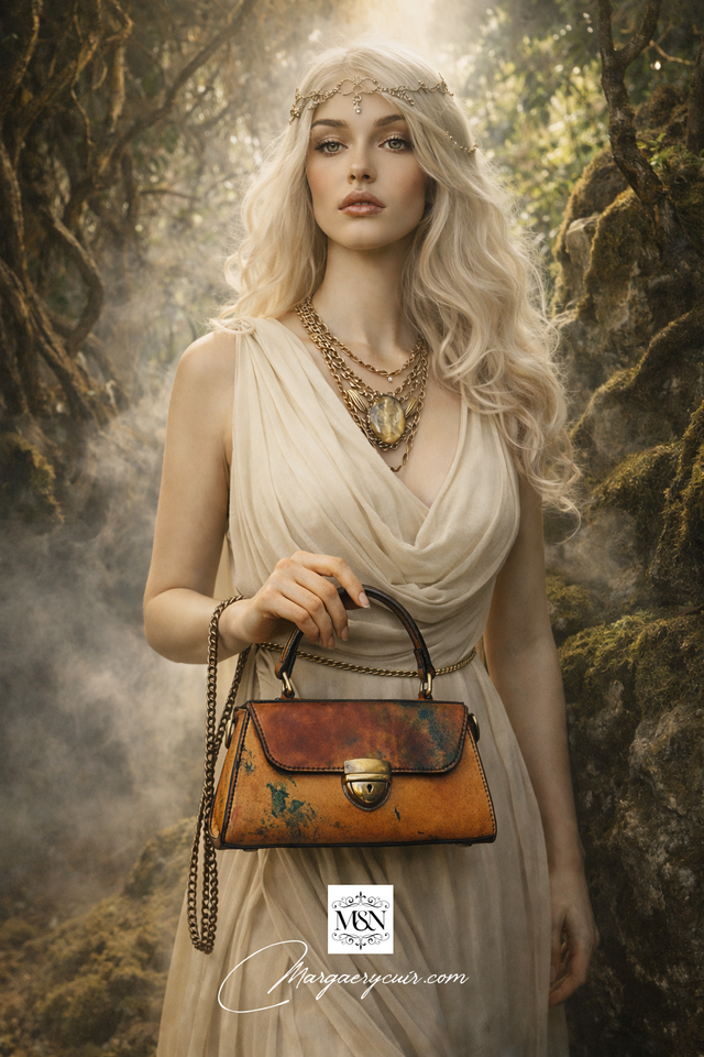 Sac à main en cuir marbré