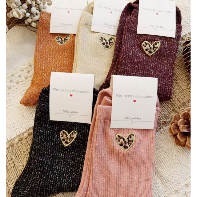 Chaussette Cœur Léopard hautes MILE MILA