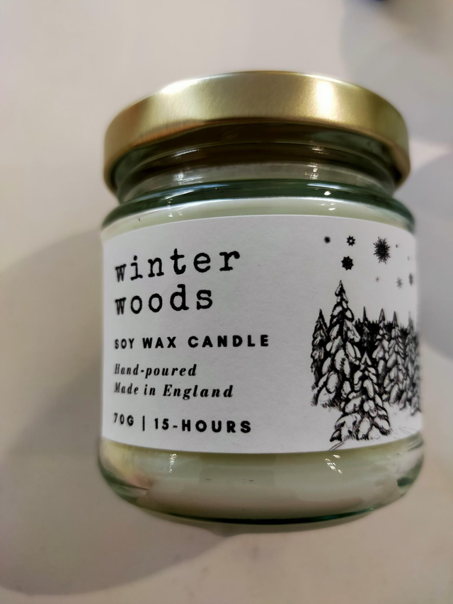 Winter Woods Soy Candle, Burn Time 15 hours. 