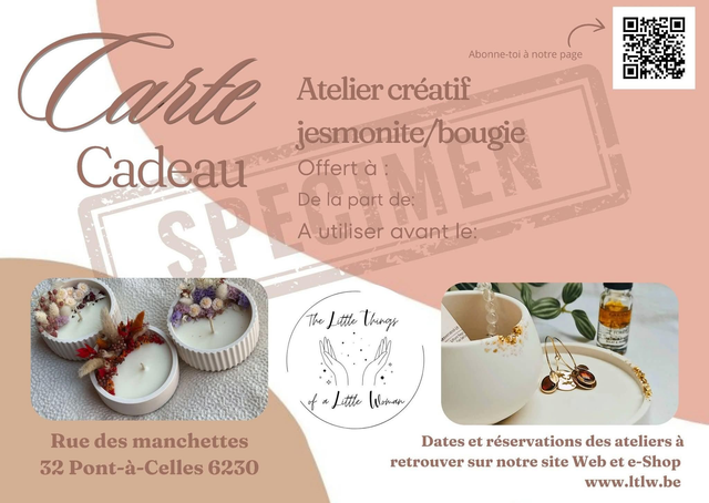 Carte Cadeau "Atelier Créatif Jesmonite"
