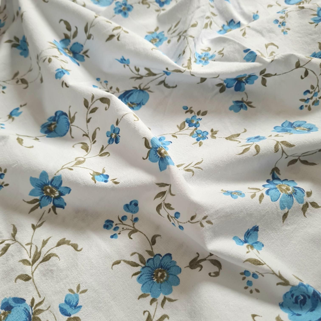 Tissus vintage fleurs bleues