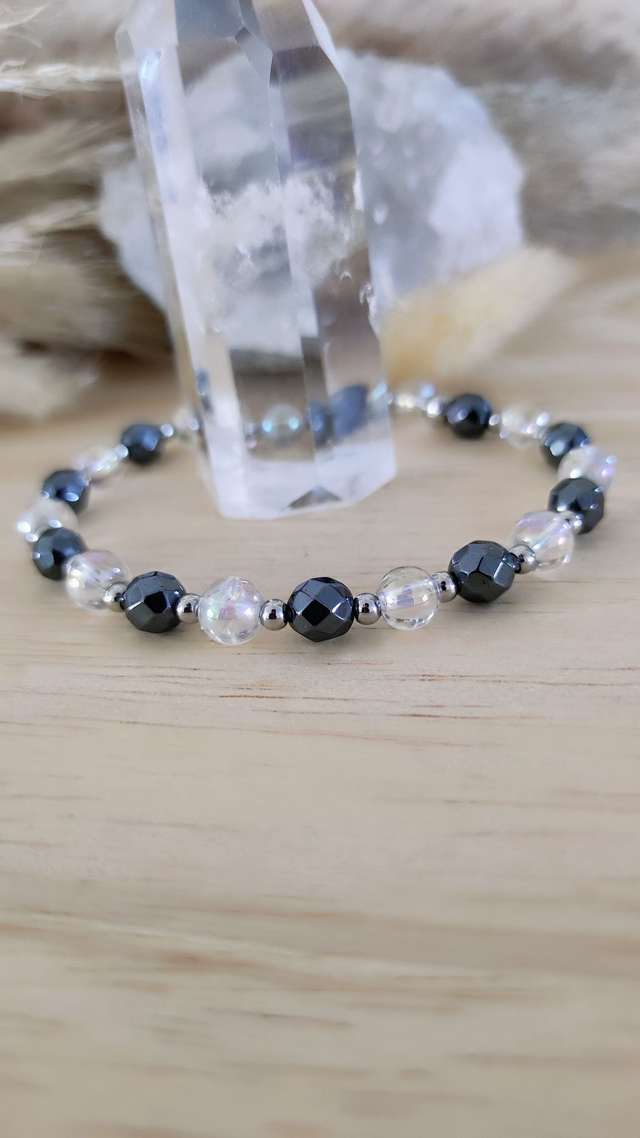 Bracelet "Confiance en soi" Hématite facettée