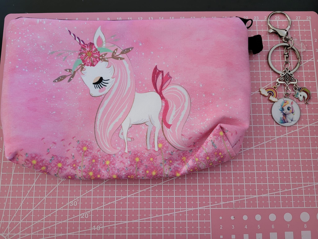 Duo Accroche-clés argenté Licorne Fantaisiesland &amp; pochette  