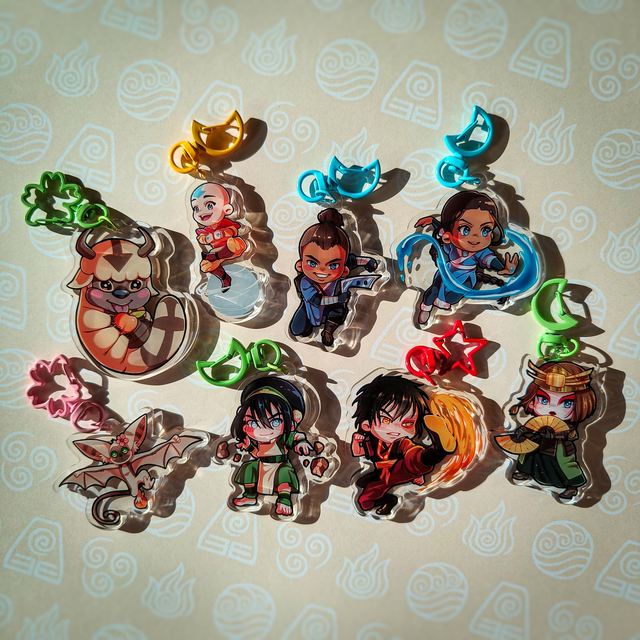 Avatar - The Last Airbender / Double Sided Clear Acrylic Keychain 2,5" (63,5mm) / Team Avatar and Firenation / Fanart