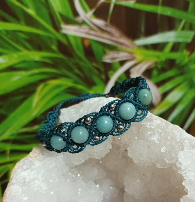 Bracelet en micro-macramé et amazonite de chine
