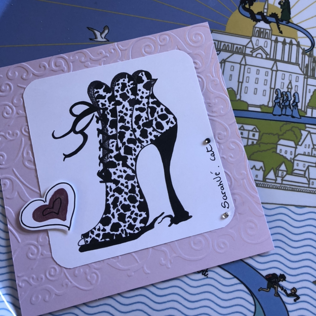 Carte - collection coeur rose - 13,5 x 13,5 cm