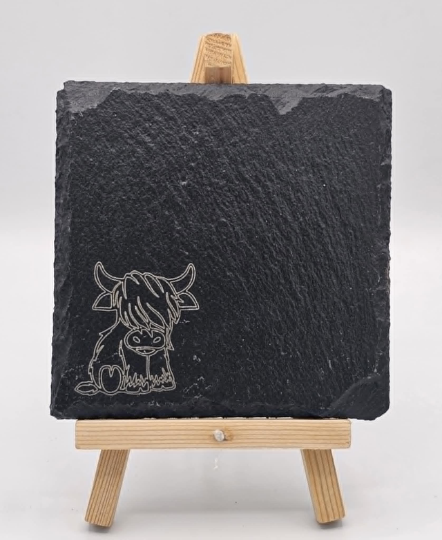 0003. Baby Highland Cow - Slate Coaster