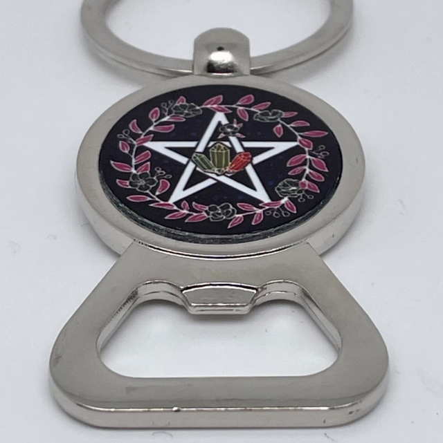 Wiccan pentagram Wicca Celtic Celt Bottle Opener Metal Pagan Gift Key Ring