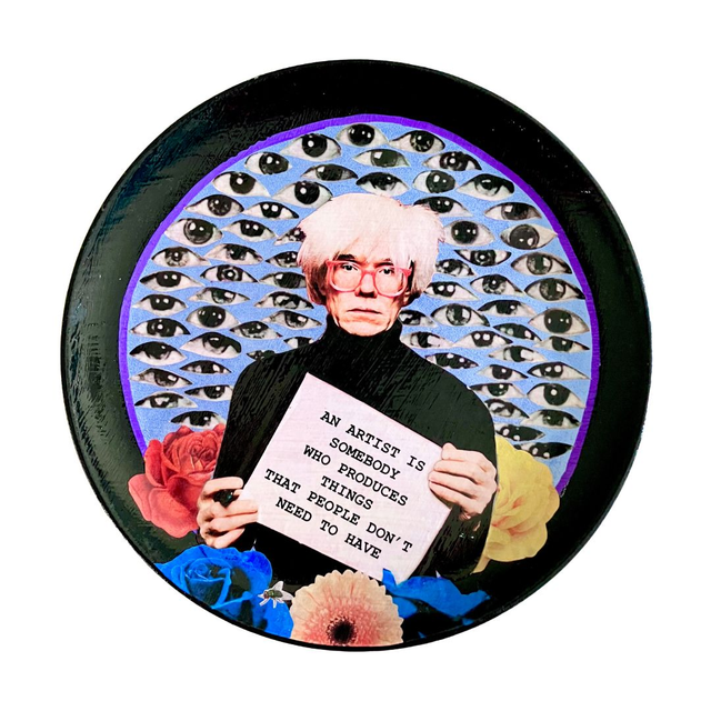 &quot;An Artist Is Somebody Who Produces Things That People Don&#039;t Need To Have&quot; Blue Upcycled Wall Plate - House of Frisson